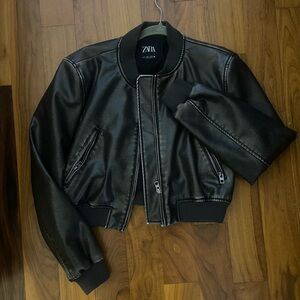 Zara Faux Leather Bomber Jacket